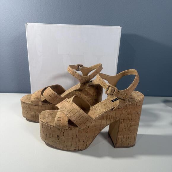 [NEW]‎ Nine West Women's Cork Platform Heeled Sandals - Picture 4 of 4